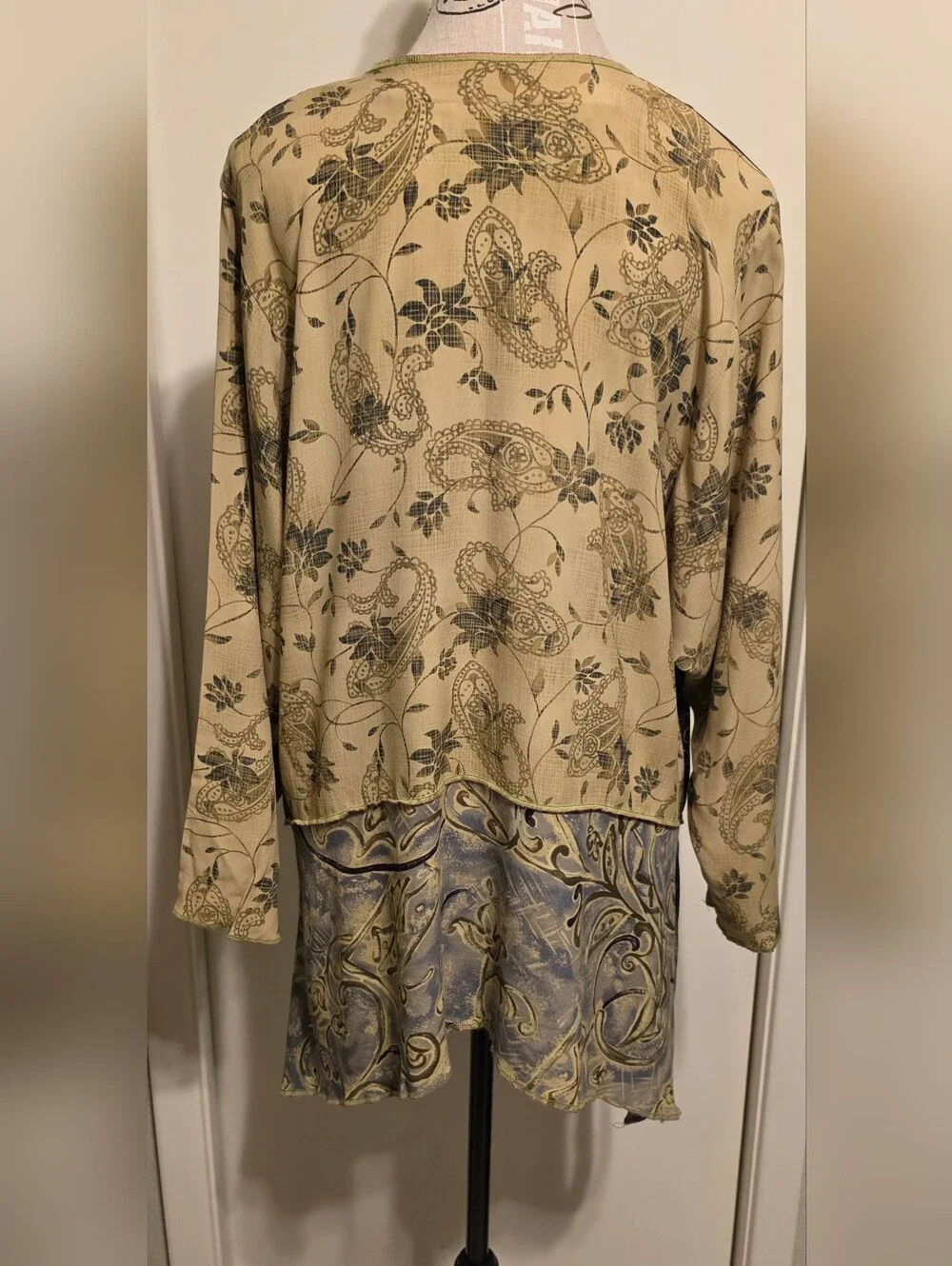 Nothing Matches Mixed Media Sz 1 Large Vintage 90's Blouse Art To Wear Lagenlook